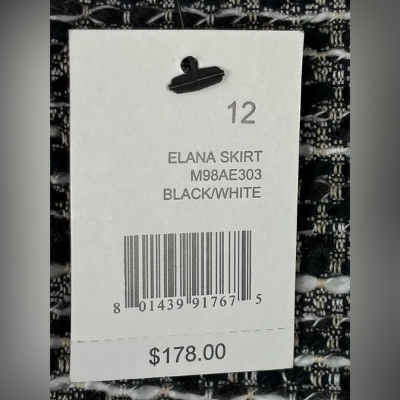 Tahari Elena NWT Woven Tweed Skirt Black White Size 12 Contemporary Office - Picture 5 of 11